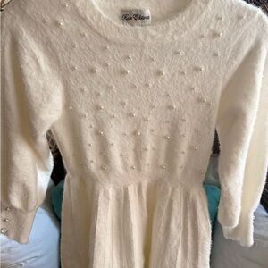 Rare Editions Ivory Sweater with Pearl Details